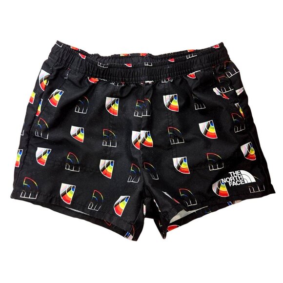 The North Face Girl's FlashDry Black Rainbow Shorts Small 7/8 - Picture 1 of 4